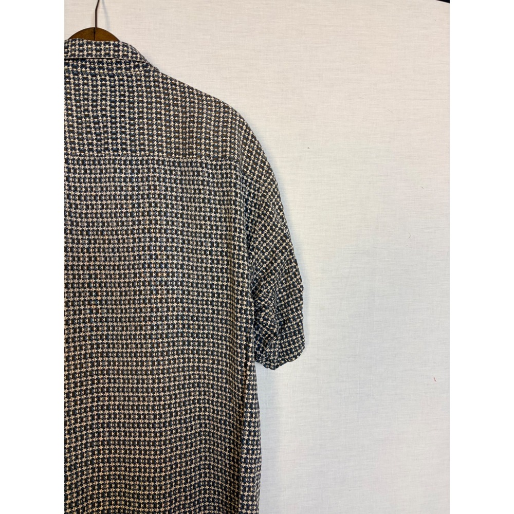 Basic Editions Mens Rayon Short‎ Sleeve Button Up Shirt Geometric Print Blue L - Picture 11 of 12